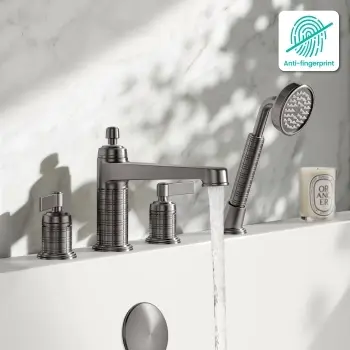 Corrib Brushed Gunmetal Bath Mixer Tap & Handheld Shower
