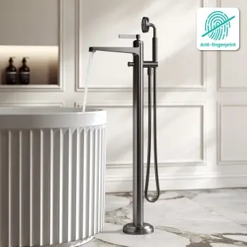 Corrib Brushed Gunmetal Freestanding Bath Shower Mixer Tap