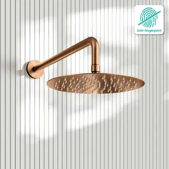 Suir Brushed Copper Shower Head 250mm with Wall Mounted Arm
