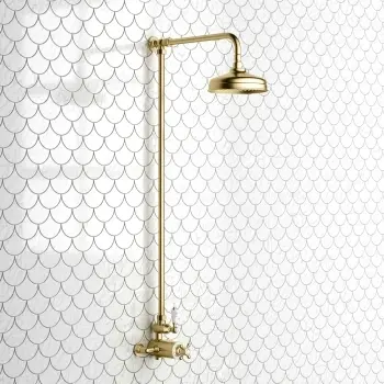 Shannon Brushed Brass Traditional Thermostatic Shower Set