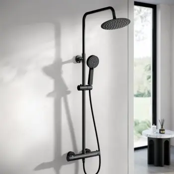 Ennis Matt Black Round Thermostatic Shower Set
