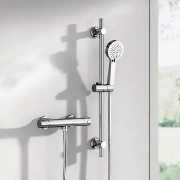 Aran Chrome Round Thermostatic Bar Shower Set