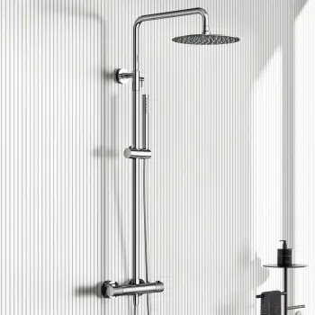 Suir Premium Chrome Round Thermostatic Shower Set with Knurled Detailing