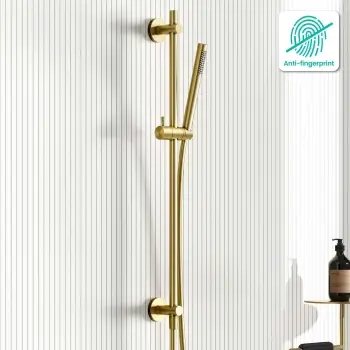 Suir Brushed Brass Shower and Sliding Riser Set