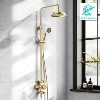 Corrib Premium Brushed Brass Round Thermostatic Shower Set