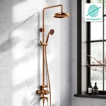 Corrib Premium Brushed Copper Round Thermostatic Shower Set