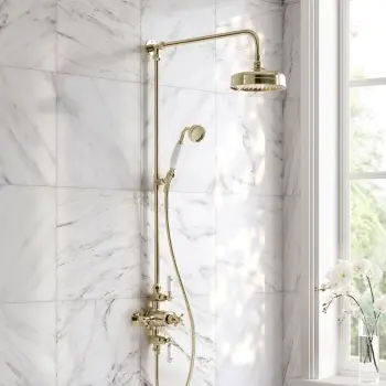 Avoca Traditional English Gold Thermostatic Shower Set with Hand Shower