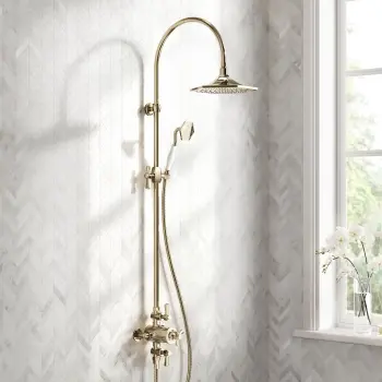 Kenmare Traditional English Gold Thermostatic Shower Set with Hand Shower