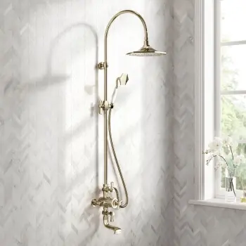 Kenmare Traditional English Gold Thermostatic Bath Filler Shower Set with Hand Shower