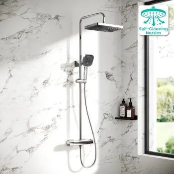 Kinsale Chrome Square Thermostatic Shower Set