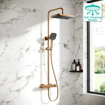 Kinsale Brushed Copper Square Thermostatic Shower Set