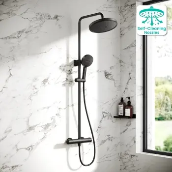 Derry Matt Black Round Thermostatic Shower Set
