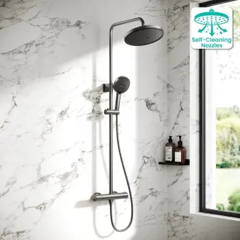 Derry Brushed Gunmetal Round Thermostatic Shower Set