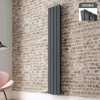 Faro Anthracite Double Flat Panel Vertical Radiator 1800x280mm