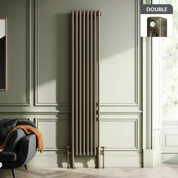 Athens Antique Gold Double Column Vertical Traditional Radiator 1800x380mm