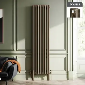 Athens Antique Gold Double Column Vertical Traditional Radiator 1800x470mm
