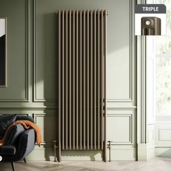 Athens Antique Gold Triple Column Vertical Traditional Radiator 1800x650mm
