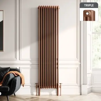 Athens Antique Copper Triple Column Vertical Traditional Radiator 1800x470mm