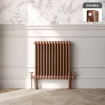 Athens Antique Copper Double Column Horizontal Traditional Radiator 600x605mm