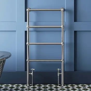Gibraltar Floor Standing Traditional Chrome Heated Towel Rail 1200x600mm