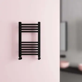 Valetta Matt Black Square Heated Towel Rail 650x400mm