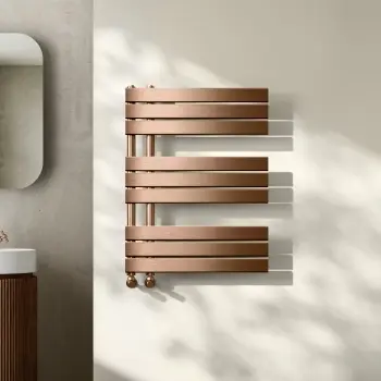 Seville Brushed Copper Designer Flat Panel Heated Towel Rail 800x600mm