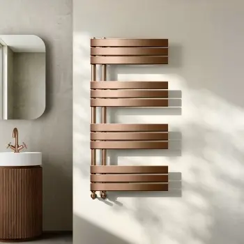 Seville Brushed Copper Designer Flat Panel Heated Towel Rail 1200x600mm