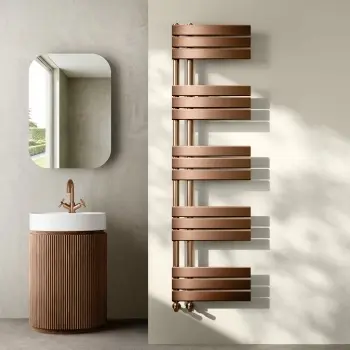 Seville Brushed Copper Designer Flat Panel Heated Towel Rail 1600x450mm