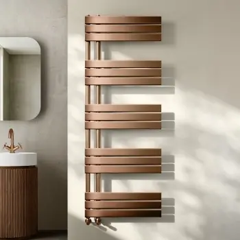Seville Brushed Copper Designer Flat Panel Heated Towel Rail 1600x600mm