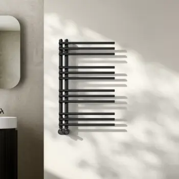 Cannes Matt Black Designer Heated Towel Rail 800x500mm