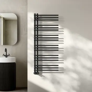 Cannes Matt Black Designer Heated Towel Rail 1200x500mm