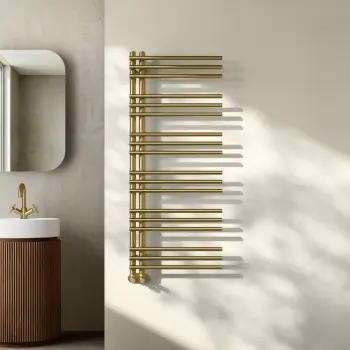 Cannes Brushed Brass Designer Heated Towel Rail 1200x500mm