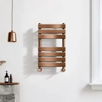 Santorini Brushed Copper Flat Panel Heated Towel Rail 650x400mm