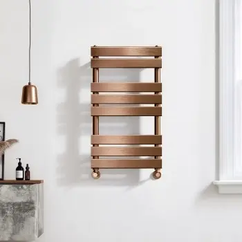 Santorini Brushed Copper Flat Panel Heated Towel Rail 800x450mm
