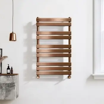 Santorini Brushed Copper Flat Panel Heated Towel Rail 1000x600mm