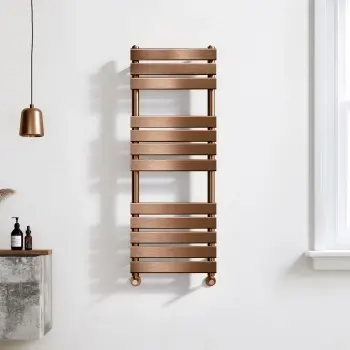 Santorini Brushed Copper Flat Panel Heated Towel Rail 1200x450mm