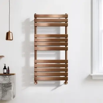 Santorini Brushed Copper Flat Panel Heated Towel Rail 1200x600mm