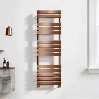 Santorini Brushed Copper Flat Panel Heated Towel Rail 1400x450mm