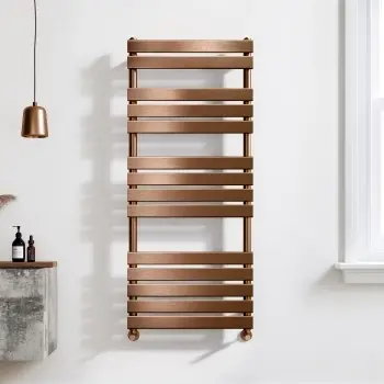 Santorini Brushed Copper Flat Panel Heated Towel Rail 1400x600mm