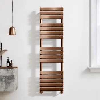 Santorini Brushed Copper Flat Panel Heated Towel Rail 1600x450mm