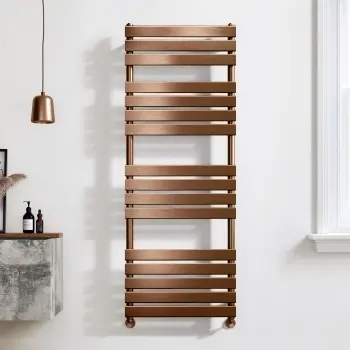 Santorini Brushed Copper Flat Panel Heated Towel Rail 1600x600mm