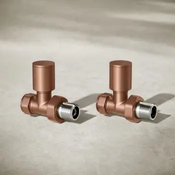 Antique Copper Straight Manual Radiator Valves (Pair) Standard 15mm