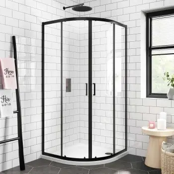 London Matt Black 6mm Quadrant Shower Enclosure 900x900mm