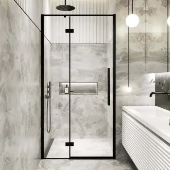 Helsinki Matt Black Premium Easy Clean 8mm Hinged Shower Door 1000mm