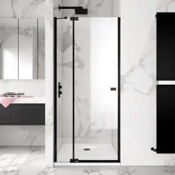 Vienna Matt Black Easy Clean 8mm Hinged Shower Door 800mm