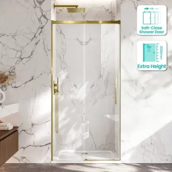 Lisbon Brushed Brass 8mm Soft-Closing Sliding Shower Door 1000mm