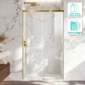 Lisbon Brushed Brass 8mm Soft-Closing Sliding Shower Door 1200mm