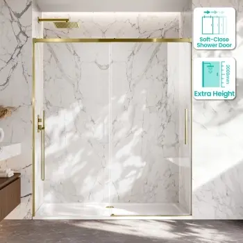 Lisbon Brushed Brass 8mm Soft-Closing Sliding Shower Door 1800mm