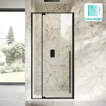 Cologne Matt Black Easy Clean 8mm Hinged Shower Door 1100mm