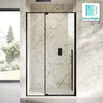 Cologne Matt Black Easy Clean 8mm Hinged Shower Door 1200mm